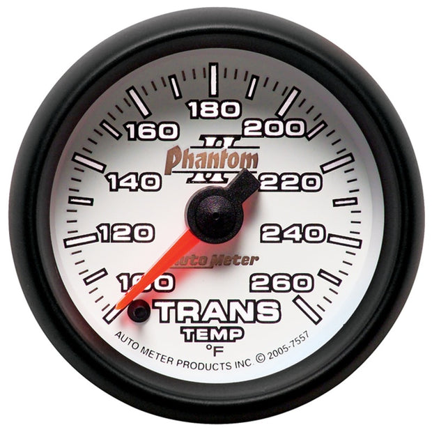 Autometer Phantom II 52mm Full Sweep Electronic 100-260 Deg F Transmission Temperature Gauge