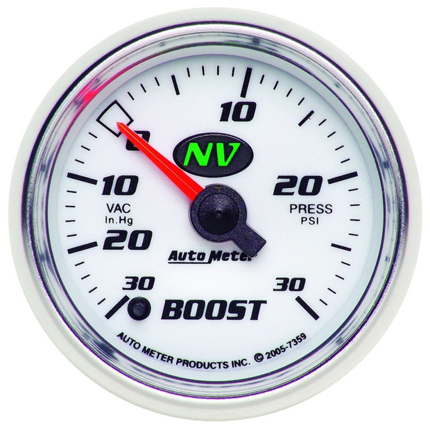 Autometer NV 52.4mm Full Sweep Electronic 30 In Hg/30 PSI Vacuum / Boost Gauge