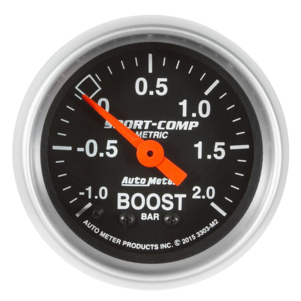 Autometer Sport-Comp Gauge Vac/Boost 2 1/16in -1 - +2 Bar Mechanical Sport-Comp