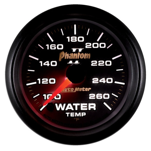 Autometer Phantom II 52mm Full Sweep Electronic 100-260 Deg F Water Temperature Gauge