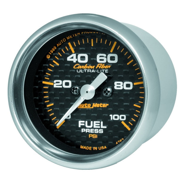 Autometer Carbon Fiber 52mm 100 PSI Electronic Fuel Pressure Gauge