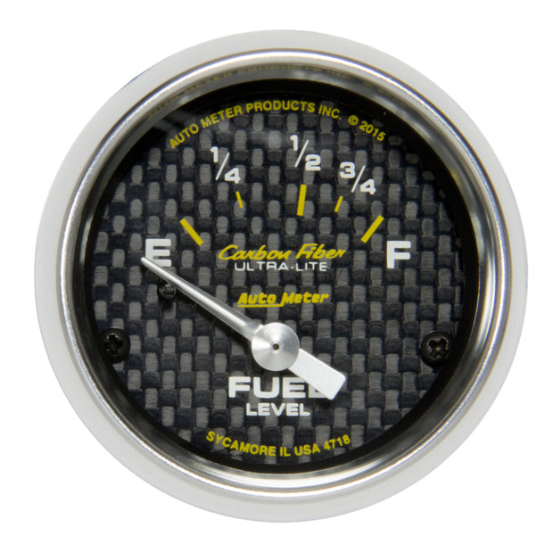 Autometer Carbon Fiber Gauge Fuel Level 2 1/16in 16e To 158f Elec Carbon Fiber