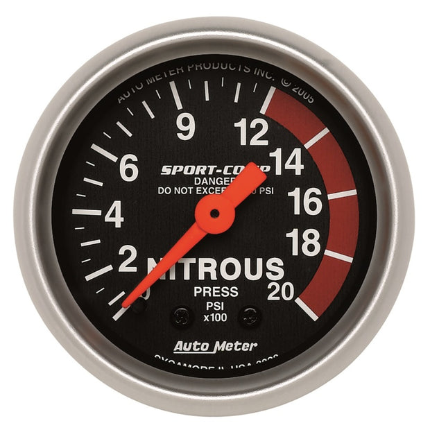 Autometer Sport-Comp 52mm 0-2000 PSI Mechanical Nitrous Pressure Gauge