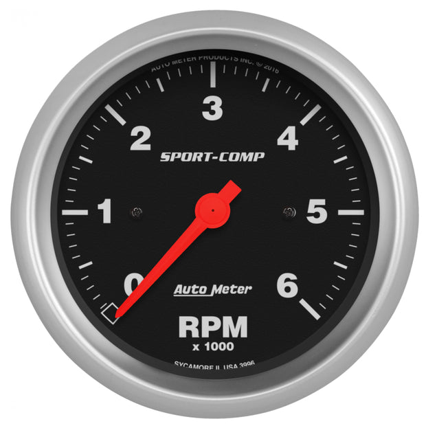 AutoMeter Sport-Comp 3-3/8in. 0-6K RPM In-Dash Tachometer Gauge