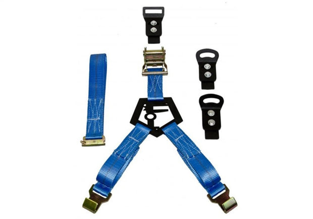 N-Fab Bed Mounted Rapid Tire Strap Universal - Gloss Black - Blue Strap