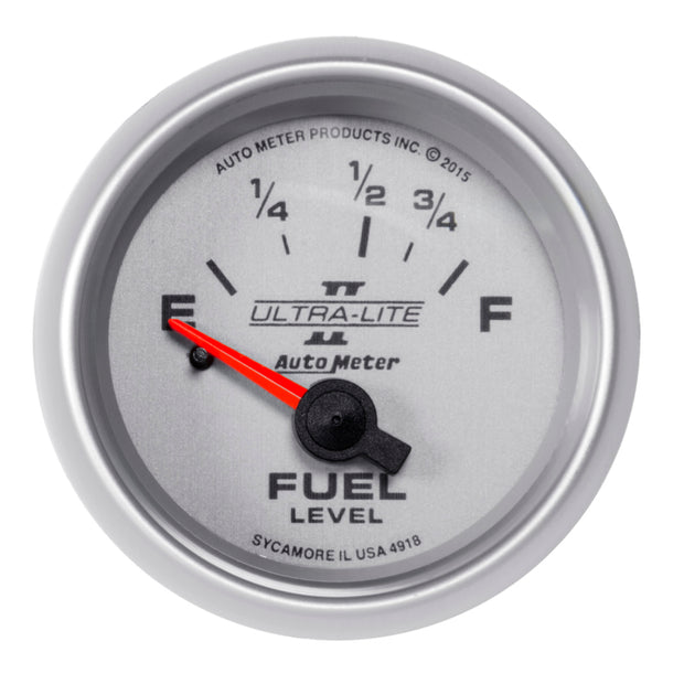 Autometer Ultra-Lite II Gauge Fuel Level 2 1/16in 16e To 158f Elec Ultra-Lite II