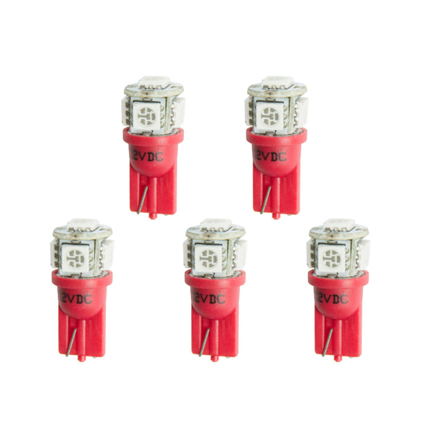 Autometer Red LED Replacement T3 Wedge Bulb Kit - Pack of 5