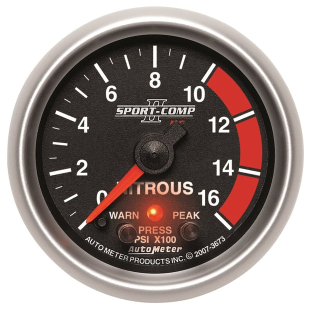 Autometer Sport-Comp II Pro Control 52mm 1600 PSI Nitrous Pressure Gauge