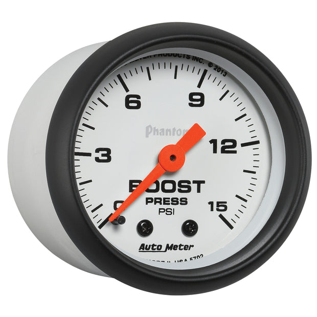 Autometer Phantom 52mm 0-15PSI Mechanical Boost Pressure Gauge