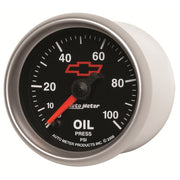 Autometer GM Bowtie Black 2-1/16in 0-100 PSI Oil Pressure - Stepper Motor