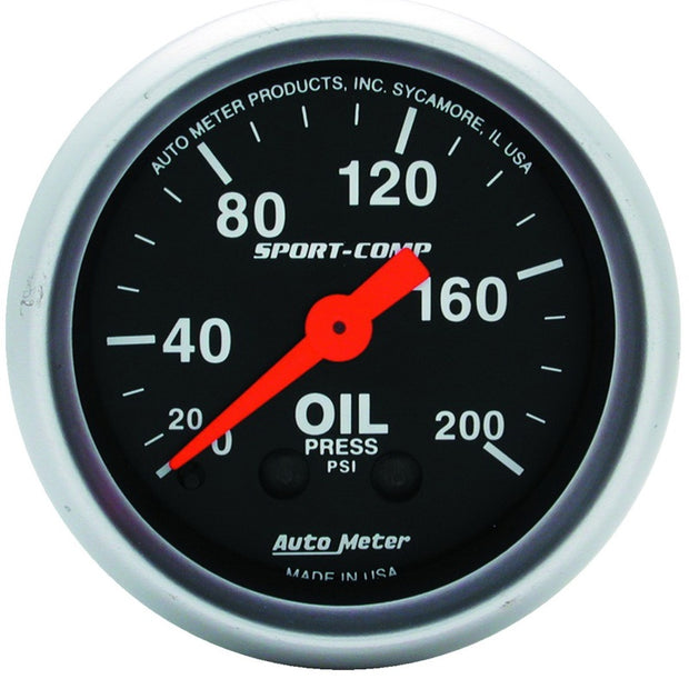 Autometer Sport Comp 52mm Mechanical 0-200 PSI Oil Pressure Gauge