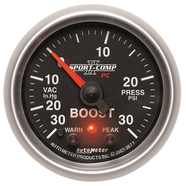 Autometer Sport-Comp II 52mm 30 IN HG / 30 PSI Electronic Boost/Vacuum Gauge