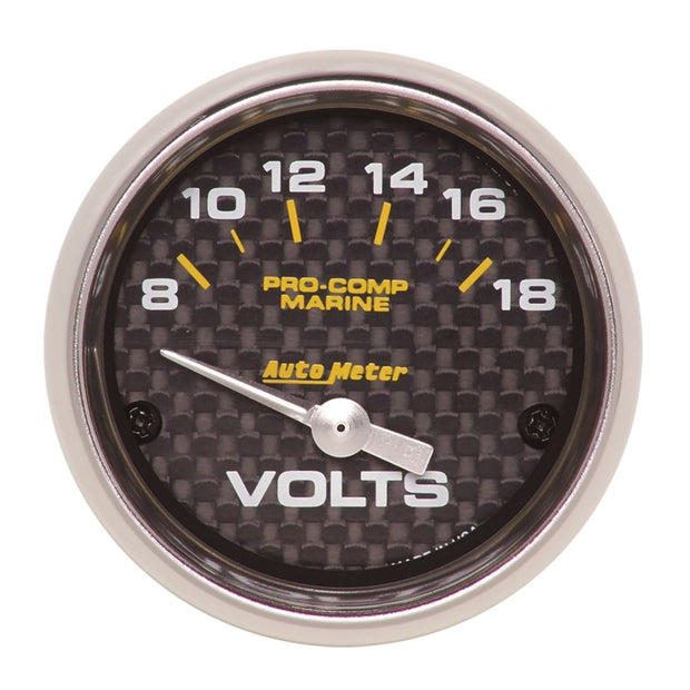 Autometer Marine Carbon Fiber 2-1/16in 18V Electric Voltmeter Gauge