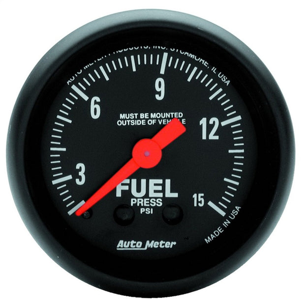 Autometer Z Series 2-1/16in 15 PSI Mechanical Fuel Pressure Gauge
