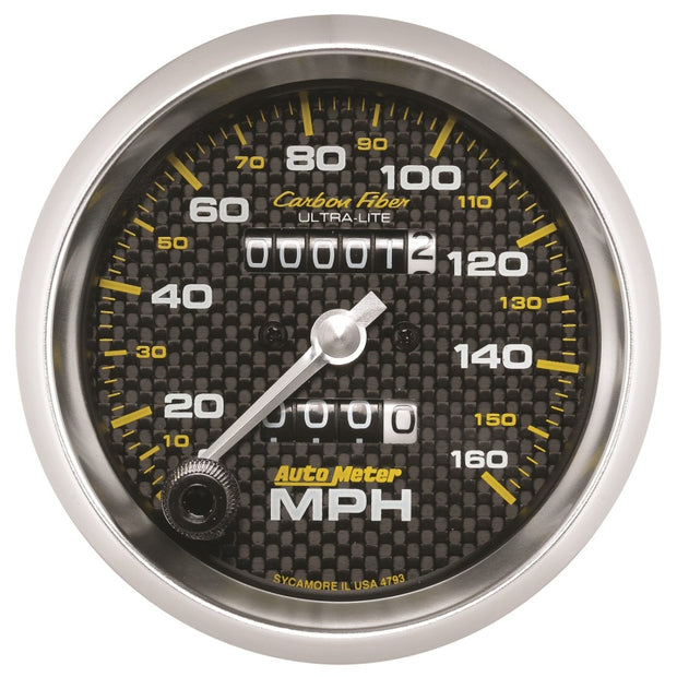 Autometer 3-3/8in Carbon Fiber 0-160MPH Mechanical Speedometer
