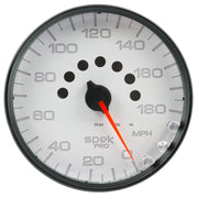 Autometer Spek-Pro Gauge Speedometer 5in 180 Mph Elec. Programmable White/Black