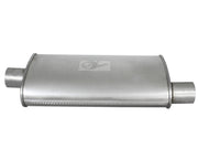 aFe Scorpion Replacement Alum Steel Muffler Double Layer 2-1/2in In/Out Center/Offset 18inL x9inW