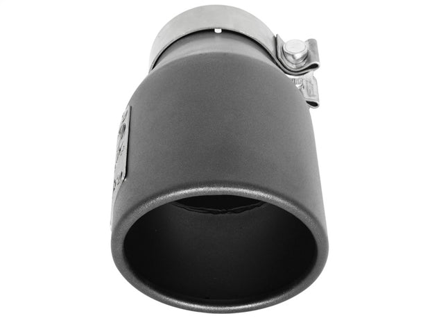 aFe MACH Force-Xp 3in 304 SS Metallic Black Exhaust Tip 3in In x 4-1/2in Out x 9in L Bolt-On Left
