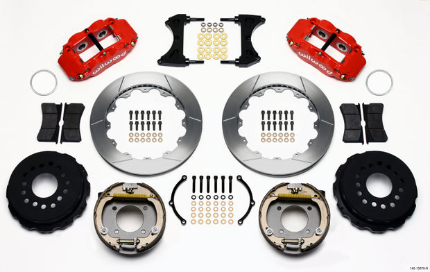 Wilwood Narrow Superlite 4R Rear P-Brk Kit 12.88in Red Chevy 12 Bolt w/ C-Clips