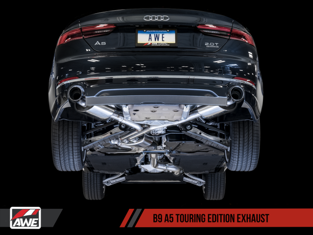 AWE Tuning Audi B9 A5 Touring Edition Exhaust Dual Outlet - Diamond Black Tips (Includes DP)