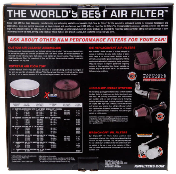 K&N Universal Custom Air Filter - Round 5.125in Flange / 14in OD / 5.125in ID / 4.625in Height