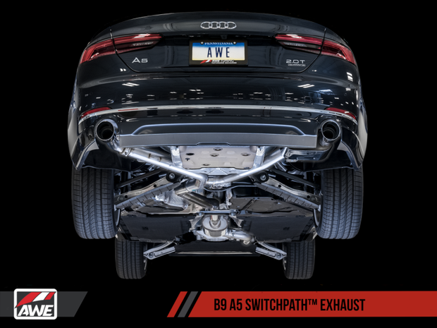 AWE Tuning Audi B9 A5 SwitchPath Exhaust Dual Outlet - Chrome Silver Tips (Includes DP and Remote)