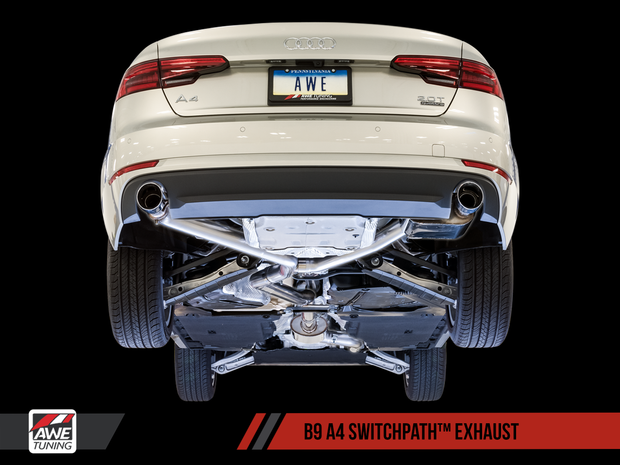 AWE SwitchPath™ Exhaust for B9 A4, Dual Outlet - (includes DP and SwitchPath Remote)
