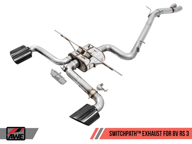 AWE SwitchPath Exhaust for Audi 8V RS 3 - Black Oval Tips