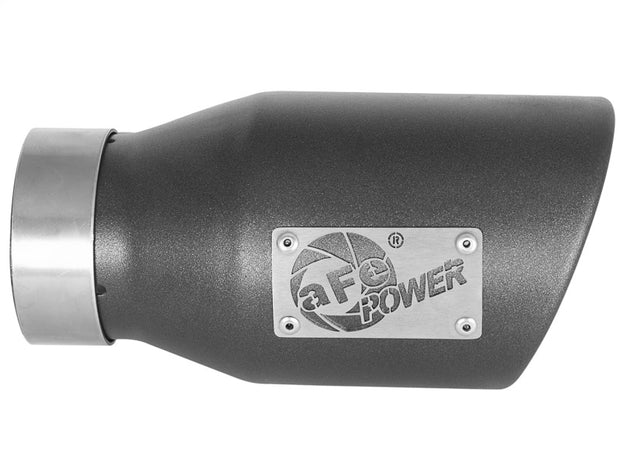 aFe MACH Force-Xp 3in 304 SS Metallic Black Exhaust Tip 3in In x 4-1/2in Out x 9in L Bolt-On Left