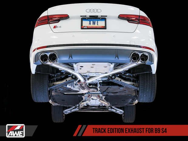 AWE Tuning Audi B9 S4 Track Edition Exhaust - Non-Resonated (Black 102mm Tips)
