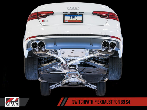 AWE Tuning Audi B9 S4 SwitchPath Exhaust - Non-Resonated (Silver 102mm Tips)