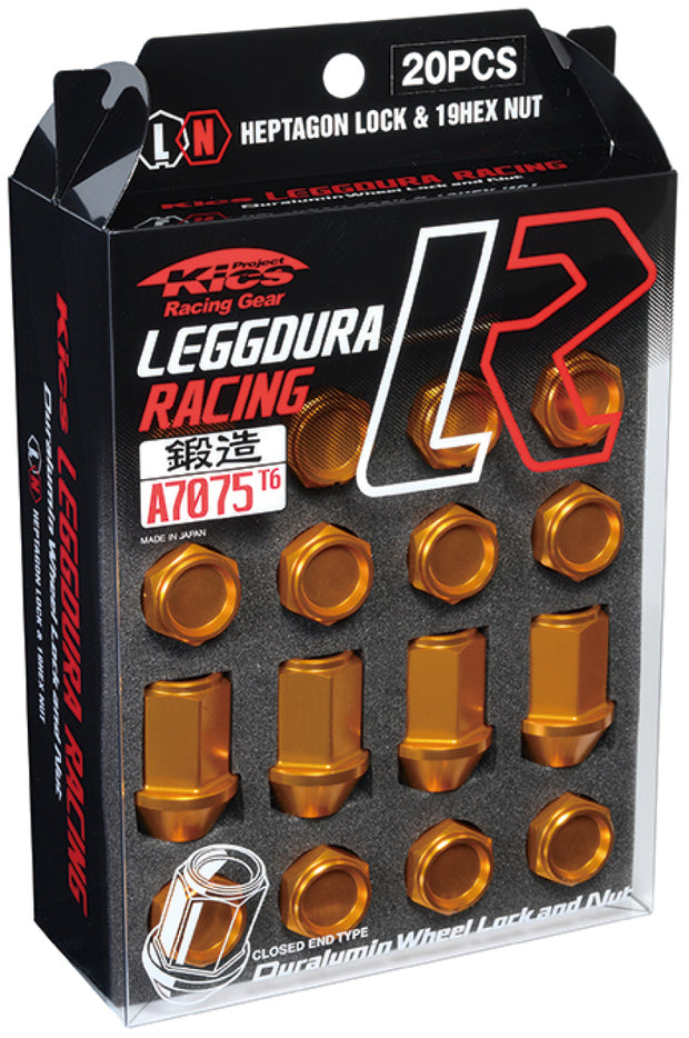 Project Kics 12x1.25 Leggdura Racing Lug Nuts - Yellow Gold w/Laser Logo (20 Pcs)