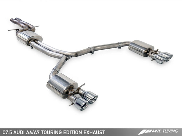 AWE Tuning Audi C7.5 A6 3.0T Touring Edition Exhaust - Quad Outlet Chrome Silver Tips