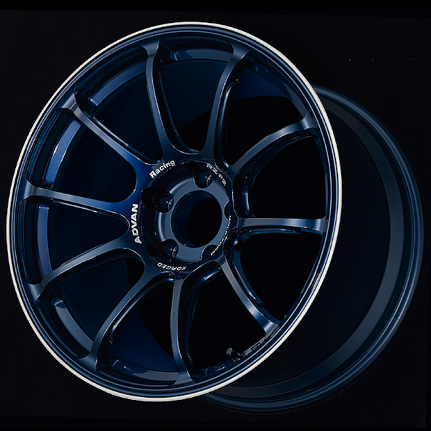 Advan RZ-F2 18x9.5 +12 5-114.3 Racing Titanium Blue and Ring Wheel